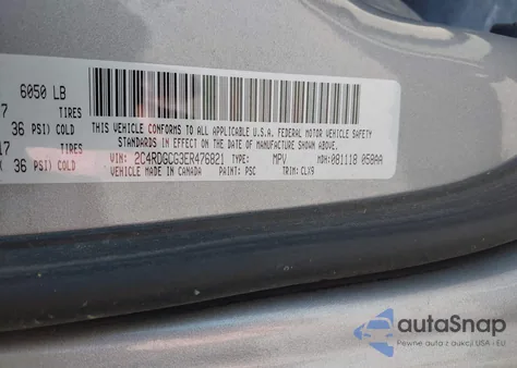 2014 Dodge Grand Caravan Sxt 30Th Anniversary из США, поврежденный, VIN 2C4RDGCG3ER476821